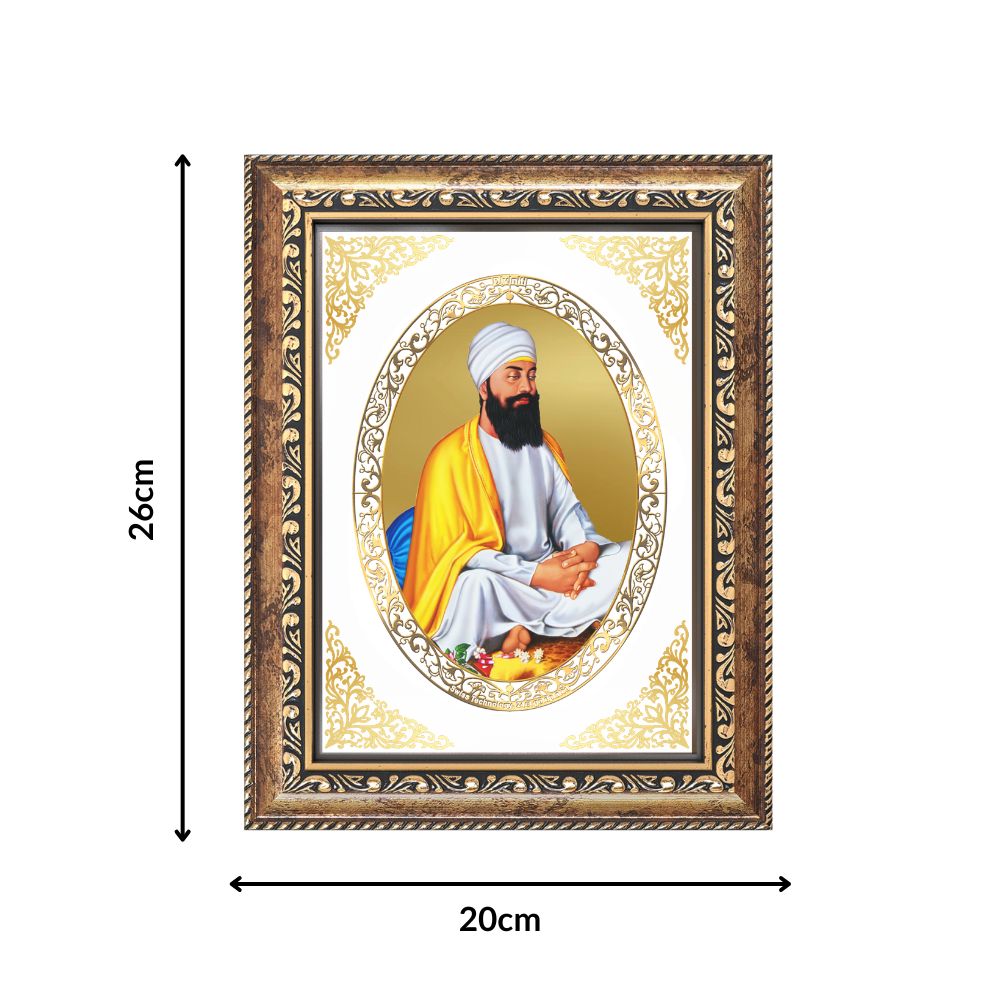 Guru Tegh Bahadur Sahib Ji | Sikh Guru Wall & Tabletop Royal Photo Frame in 24K Gold Plated Foil