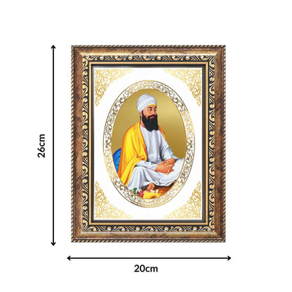 Guru Tegh Bahadur Sahib Ji | Sikh Guru Wall & Tabletop Royal Photo Frame in 24K Gold Plated Foil
