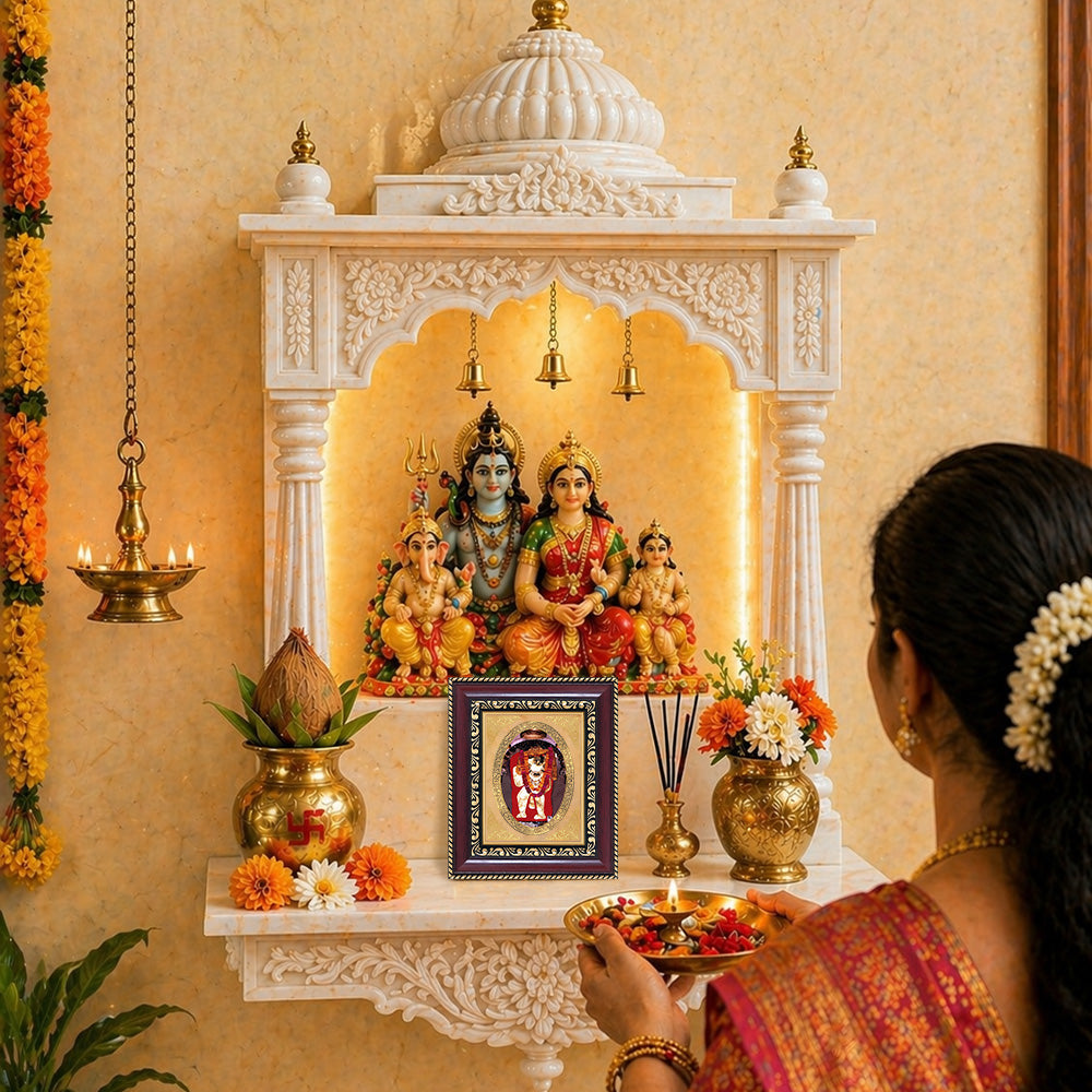 Mehandipur Balaji Divine Hanuman Sacred Protection & Healing Royal Tabletop Frame in 24K Gold Plated Foil
