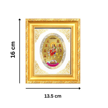 Nav Durga Divine Nine Forms of Goddess Sacred Shakti & Protection Royal Tabletop Frame in 24K Gold Plated Foil
