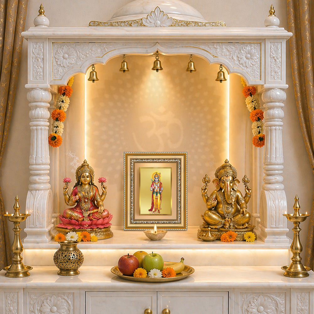 Diviniti 24K Gold Plated Ram Ji (Classic) Divine Wall and Table Top Frame for Home Mandir & Office Decor | Luxury Spiritual Gift