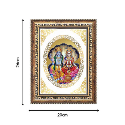 Lord Vishnu & Goddess Lakshmi Divine Stability & Prosperity Sacred Royal Tabletop Frame in 24K Gold Plated Foil