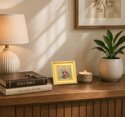 Mother Mary | Divine Holy Mother Royal Tabletop Photo Frame in 24K Gold Plated Foil