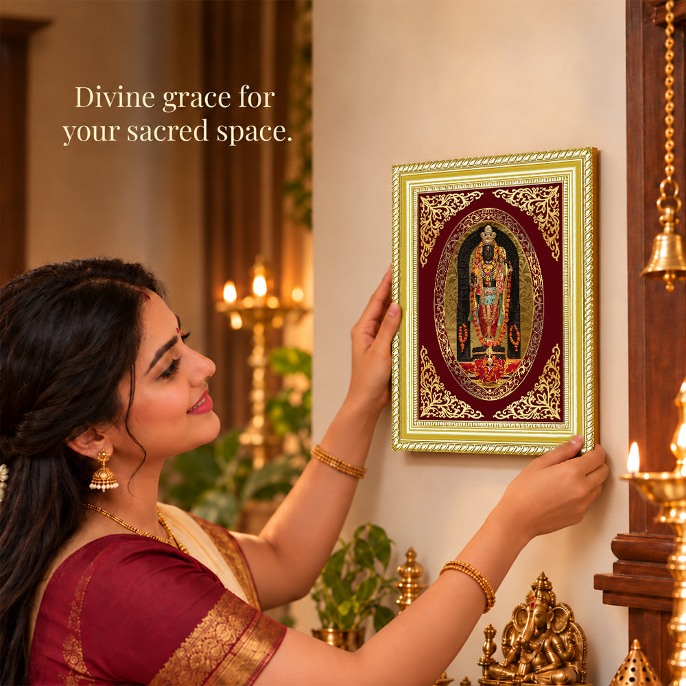 24K Gold-Plated Lord Ram Lalla Frame | Premium Gift Box | 26x20 CM