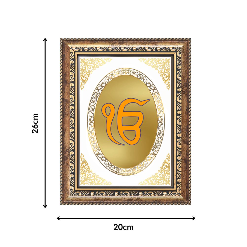 Ik Onkar | Sacred Sikh Symbol Wall & Tabletop Royal Photo Frame in 24K Gold Plated Foil