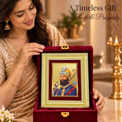 24K Gold-Plated Guru Gobind Singh Frame | Premium Gift Box | 17.5x21.5 CM