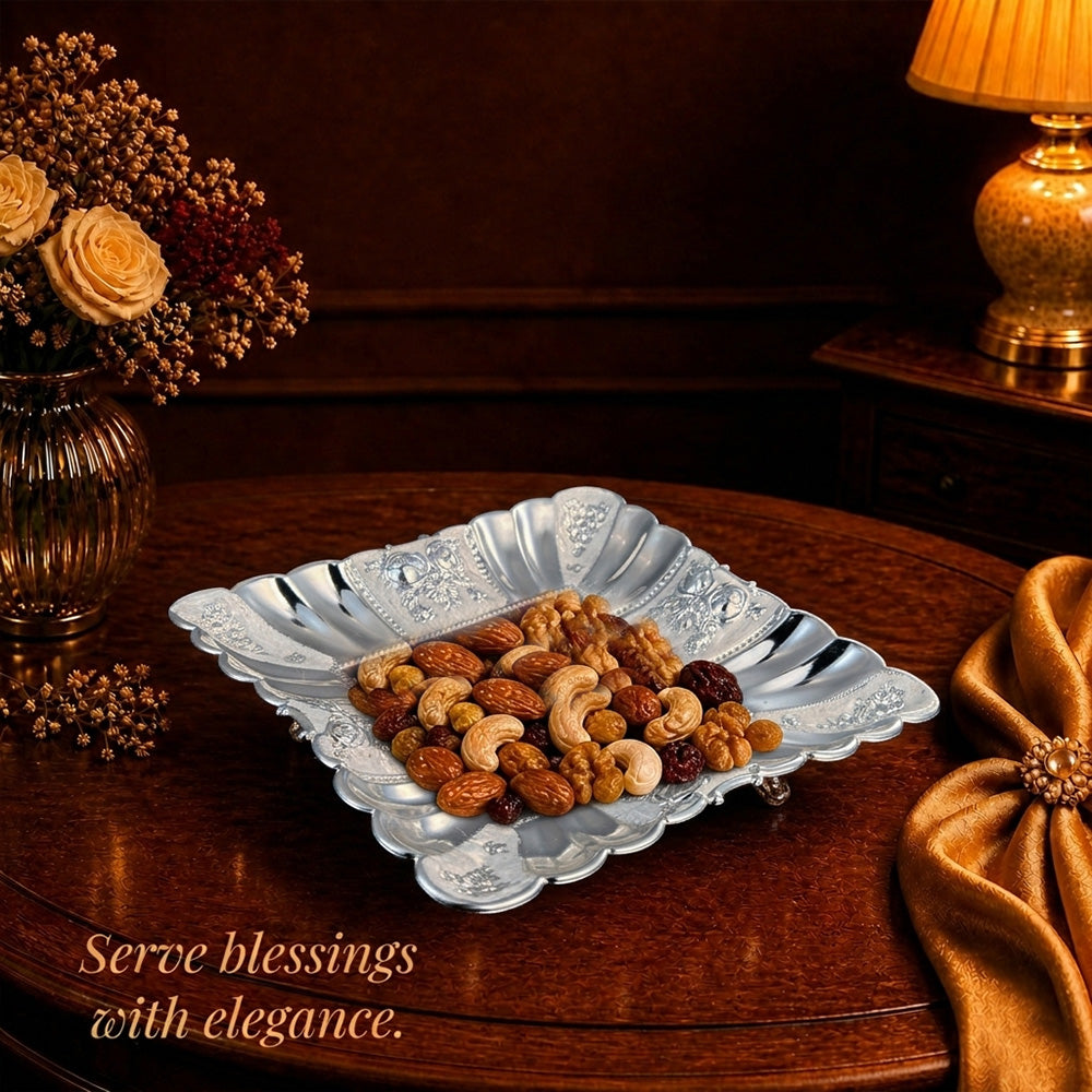 Diviniti German Silver Decorative Platter with Luxury Gift Box