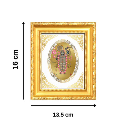 Shrinath Ji Divine Nathdwara Krishna Sacred Seva & Blessings Royal Tabletop Frame in 24K Gold Plated Foil