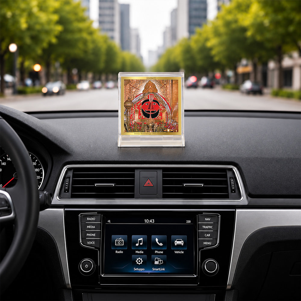 24K Gold-Plated Salasar Balaji Acrylic Car Dashboard Frame | 6x5 CM
