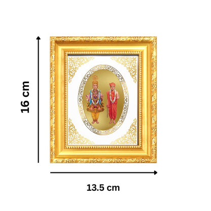 Swaminarayan Bhagwan Divine Discipline & Devotion Sacred Royal Tabletop Frame in 24K Gold Plated Foil