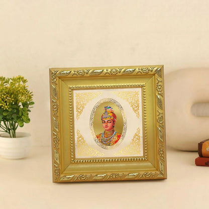 Guru Harkrishan Ji | Divine Sikh Guru Royal Tabletop Photo Frame in 24K Gold Plated Foil