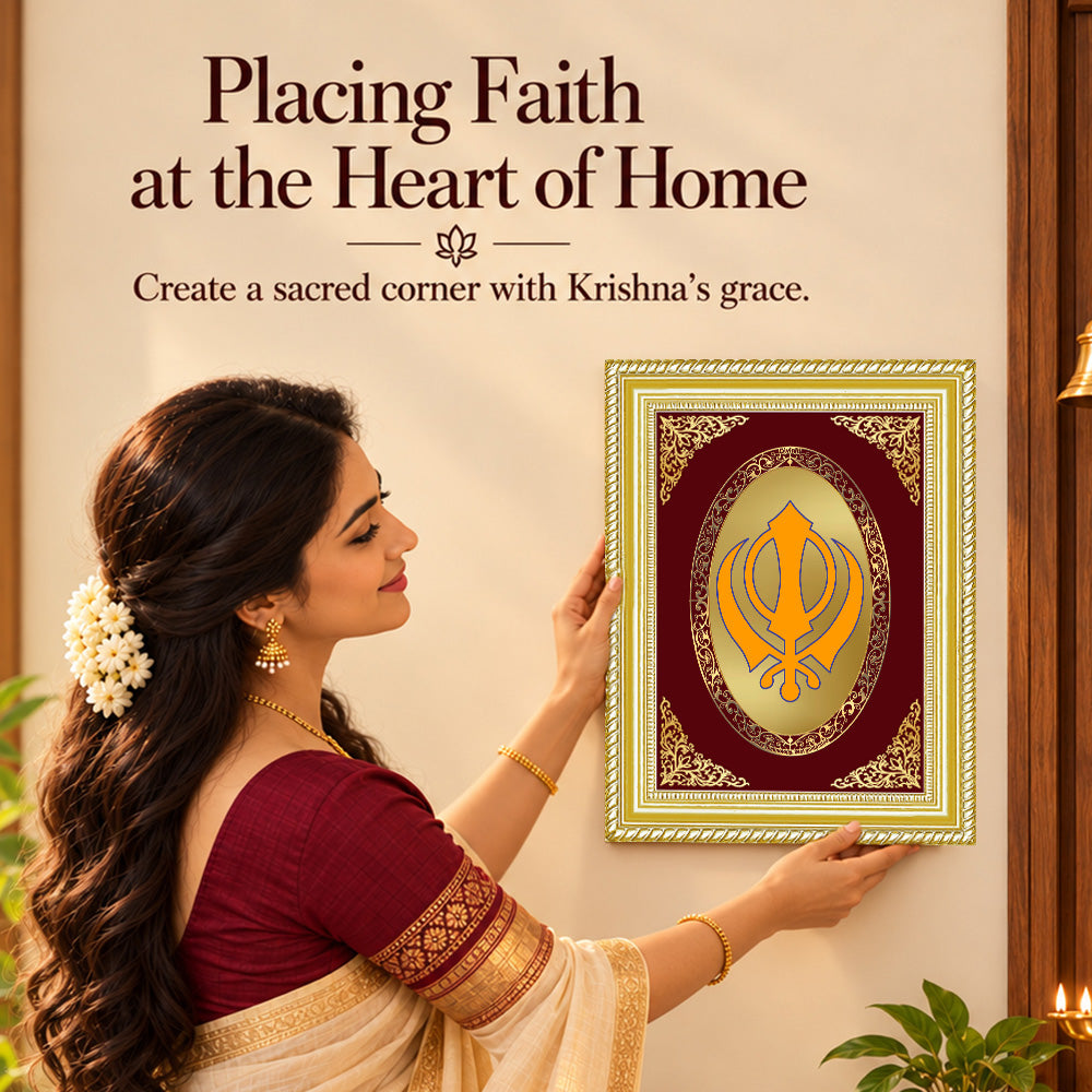 24K Gold-Plated Khanda Sahib Frame | Premium Gift Box | 27x35 CM