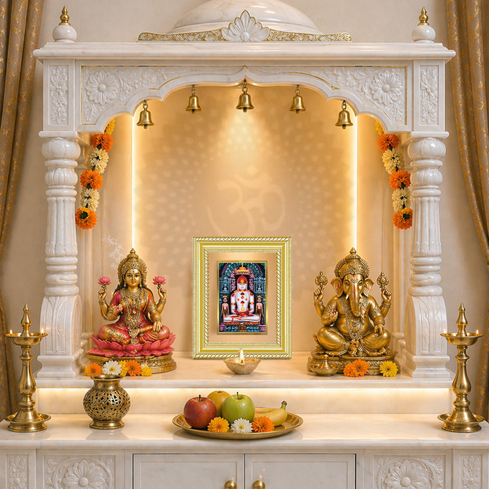 Diviniti 24K Gold Plated Adinath Divine Wall and Table Top Frame for Home Mandir & Office Decor | Premium Jain Spiritual Gift