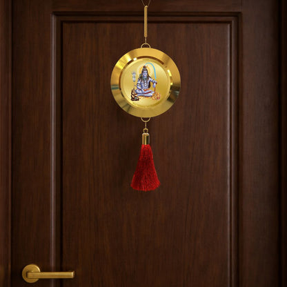 Diviniti 24K Gold Plated Double-Sided Shiva & Om Car Dangler (5.5 cm) | Divine Hanging Car Decor for Protection, Positive Energy & Spiritual Blessings