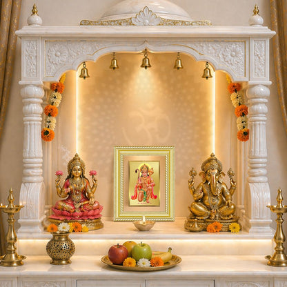 Diviniti 24K Gold Plated Hanuman With Blessings (Classic) Divine Wall and Table Top Frame for Home Mandir & Office Decor | Luxury Spiritual Gift