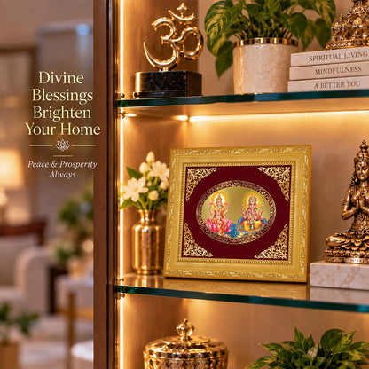 24K Gold-Plated Lakshmi Ganesha Frame | Premium Gift Box | 16x13.5 CM