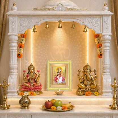 Diviniti 24K Gold Plated Gayatri Maa (Classic) Divine Wall and Table Top Frame for Home Mandir & Office Decor | Luxury Spiritual Gift