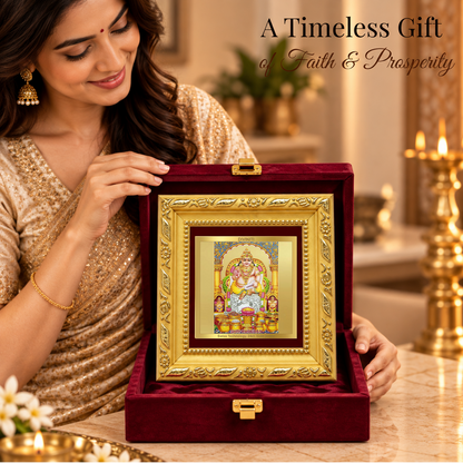 24K Gold-Plated Lord Kuber Frame | Premium Gift Box | 10x10 CM