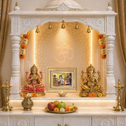 Diviniti 24K Gold Plated Laddu Gopal (Classic) Divine Wall and Table Top Frame for Home Mandir & Office Decor | Luxury Spiritual Gift