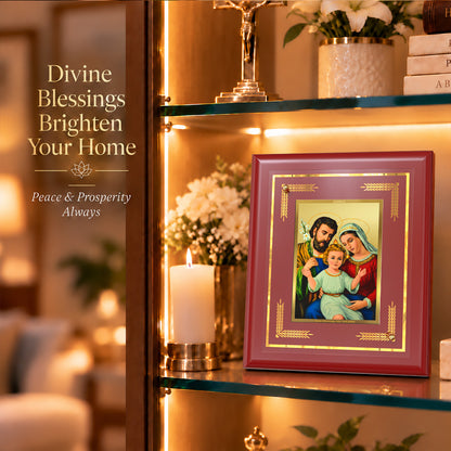 24K Gold-Plated Holy Family MDF Frame | Premium Gift Box | 16 X 13.5 CM