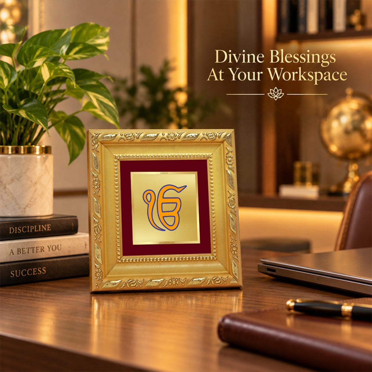 24K Gold-Plated Ik Onkar Frame | Premium Gift Box | 10x10 CM