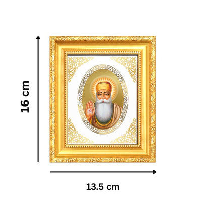 Guru Nanak Dev Ji Divine Waheguru Sikh Guru Sacred Royal Tabletop Frame in 24K Gold Plated Foil