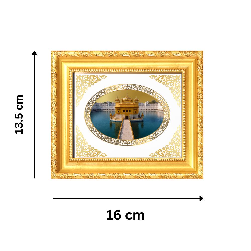 Sri Harmandir Sahib (Golden Temple) Divine Sikh Sacred Darshan Royal Tabletop Frame in 24K Gold Plated Foil