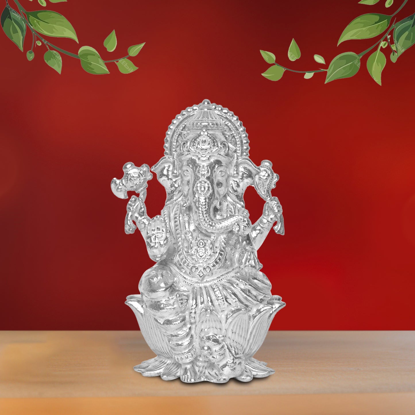 Diviniti 925 Pure Silver Ganesha Idol Statue Exquisite Craftsmanship for Blessings and Abundance for Home Office Décor, Tabletop, Puja Room Gift (6x6.5 CM, 65g)