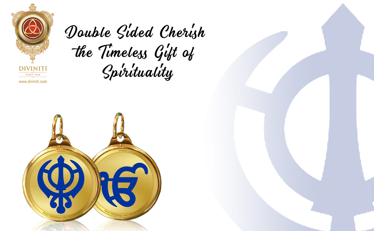 Diviniti 24K Double sided Gold Plated Pendant KHANDA SAHIB & IK ONKAR |22 MM Flip Coin (1 PCS)
