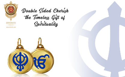 Diviniti 24K Double sided Gold Plated Pendant KHANDA SAHIB & IK ONKAR |22 MM Flip Coin (1 PCS)