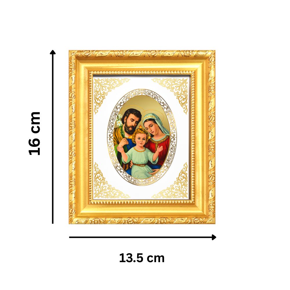 Holy Family (Jesus, Mary & Joseph) Divine Love & Unity Sacred Royal Tabletop Frame in 24K Gold Plated Foil
