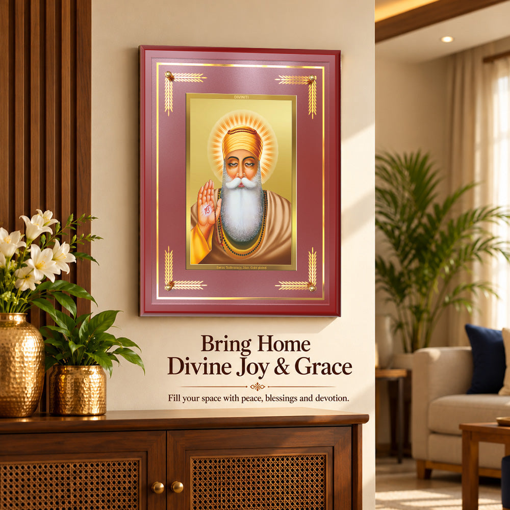 24K Gold-Plated Guru Nanak MDF Frame | Premium Gift Box | 27x35 CM