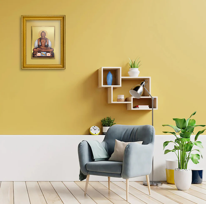 DIVINITI 24K Gold Plated Mahavira Wall Photo Frame for Home Decor, Wall Hanging, Table Top, Puja Room & Gift DG056S3 (27.6X35.4 CM)