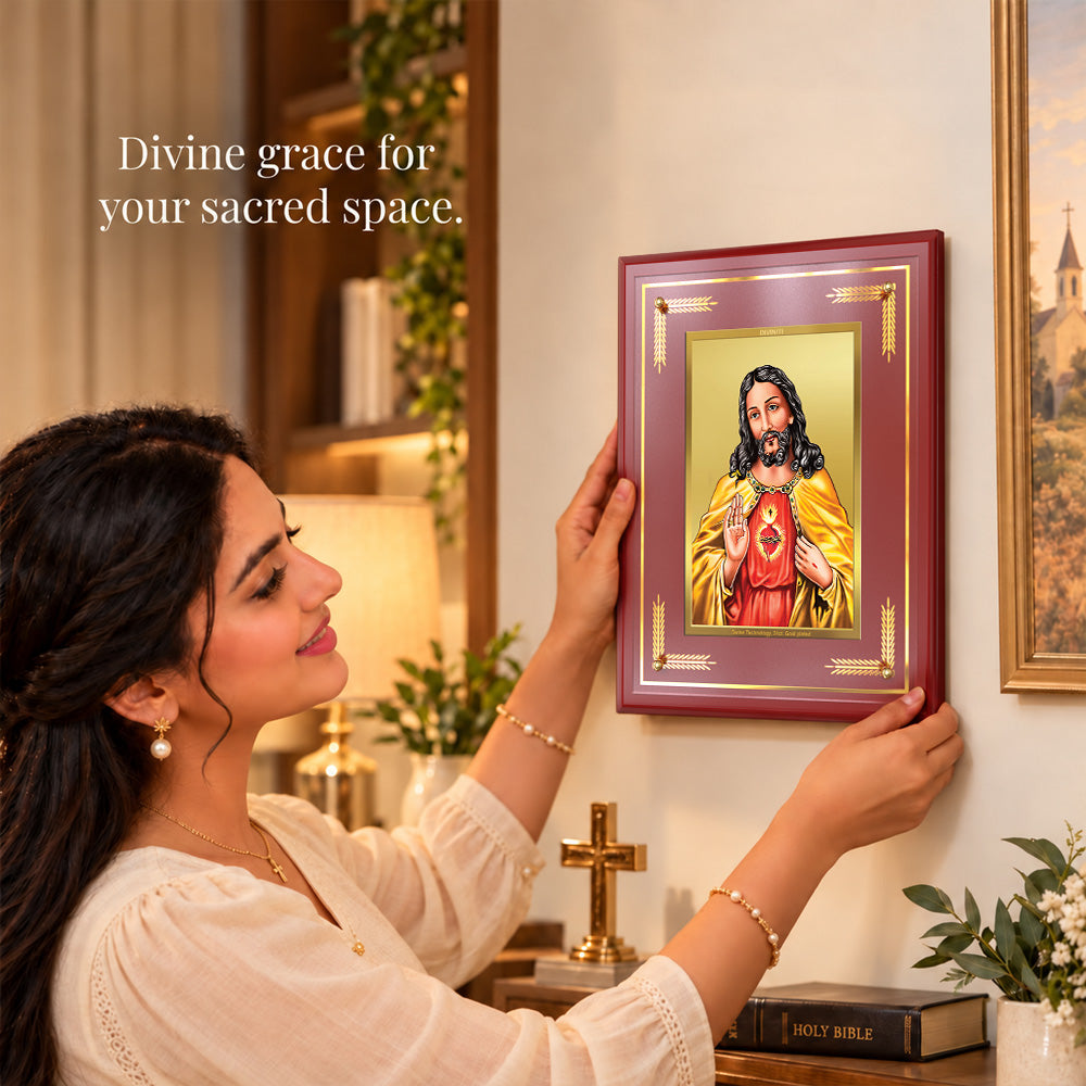 24K Gold-Plated Jesus Christ MDF Frame | Premium Gift Box | 17.5x21.5 CM