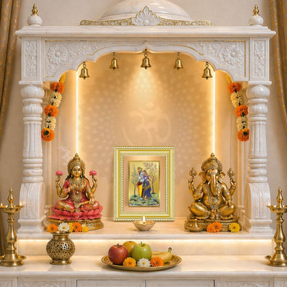 Diviniti 24K Gold Plated Radha Krishna (Classic) Divine Wall and Table Top Frame for Home Mandir & Office Decor | Luxury Spiritual Gift