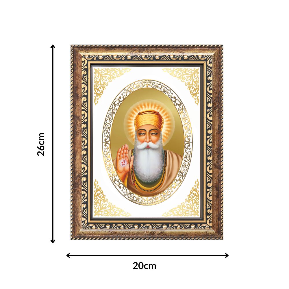 Guru Nanak Dev Ji | Sikh Guru Wall & Tabletop Royal Photo Frame in 24K Gold Plated Foil