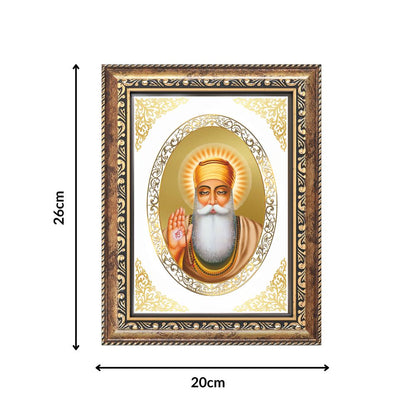 Guru Nanak Dev Ji | Sikh Guru Wall & Tabletop Royal Photo Frame in 24K Gold Plated Foil
