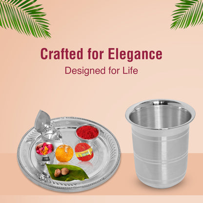 DIVINITI 925 Pure Silver Glass for Pooja and Gifting Mandir Puja Purpose (36.5g)