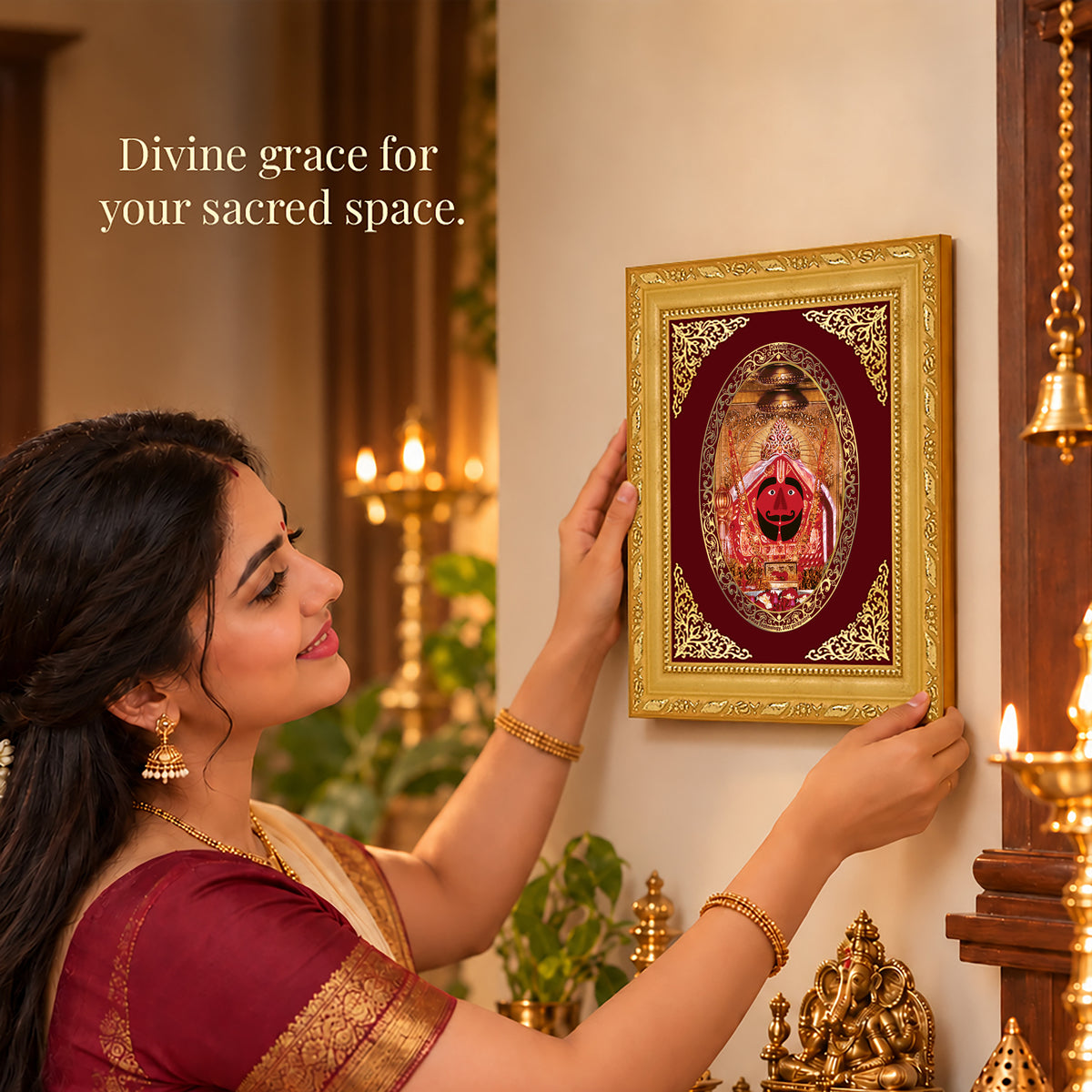 24K Gold-Plated Salasar Balaji Frame | Premium Gift Box | 21.5x17.5 CM
