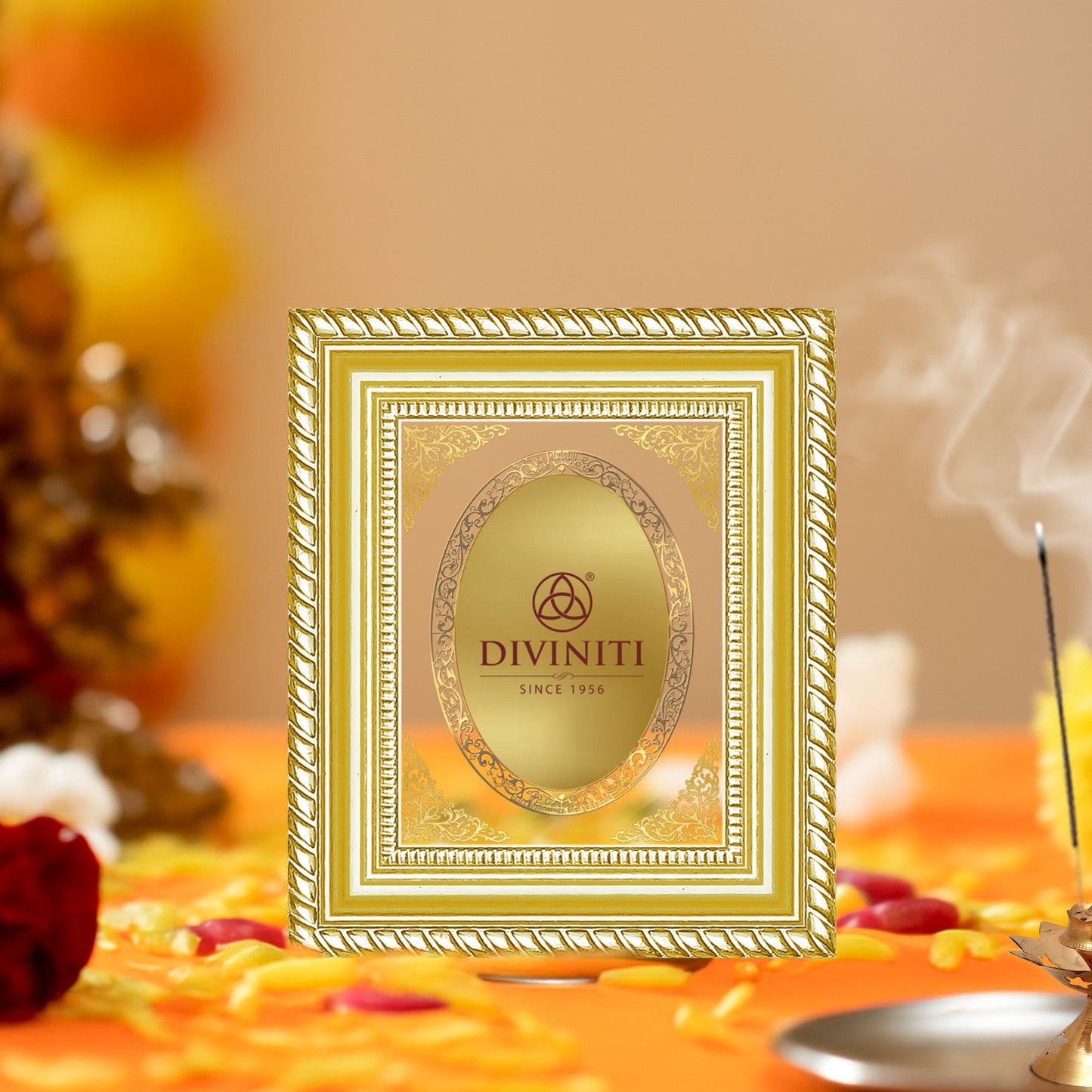 Diviniti Double Glass Frame Personalised Tabletop Photo Frame in 24K Gold Plated Foil