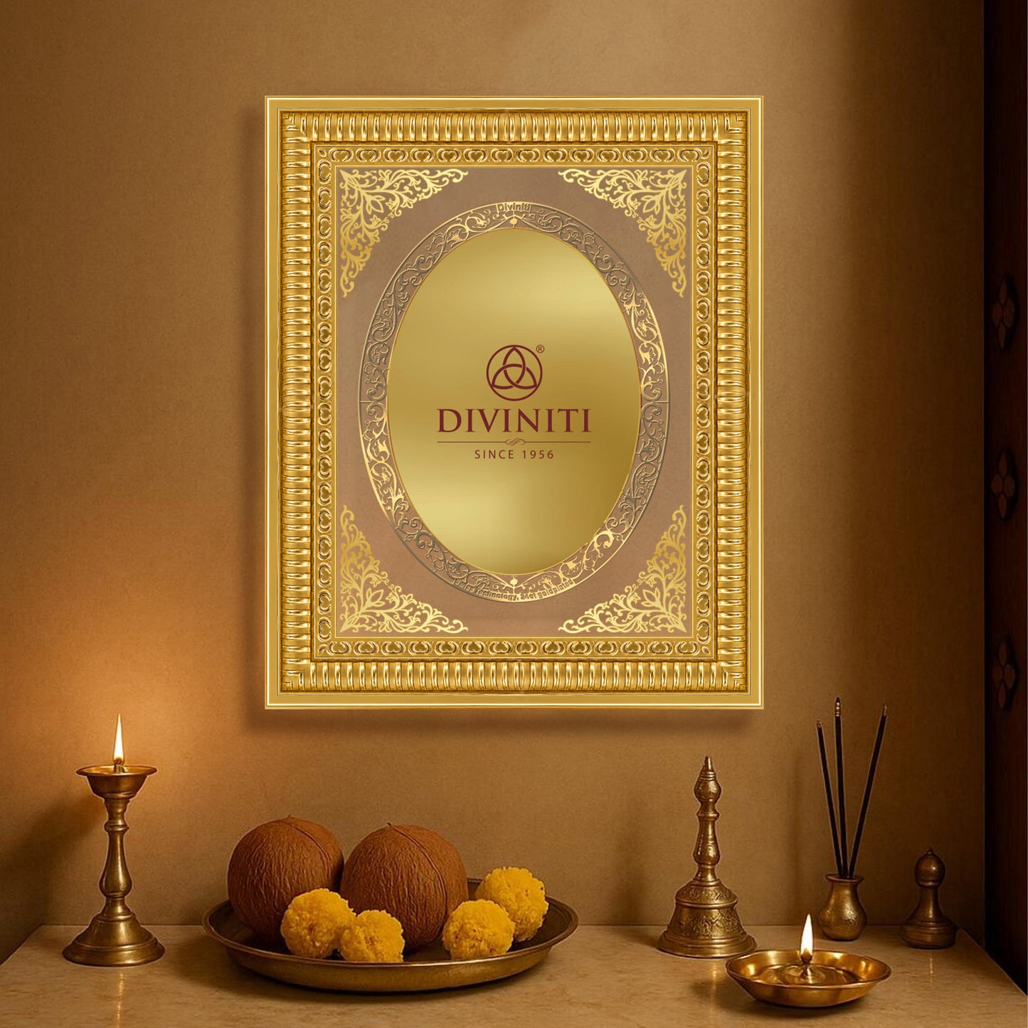 Diviniti Double Glass Frame Personalised Tabletop and Wall Photo Frame in 24K Gold Plated Foil