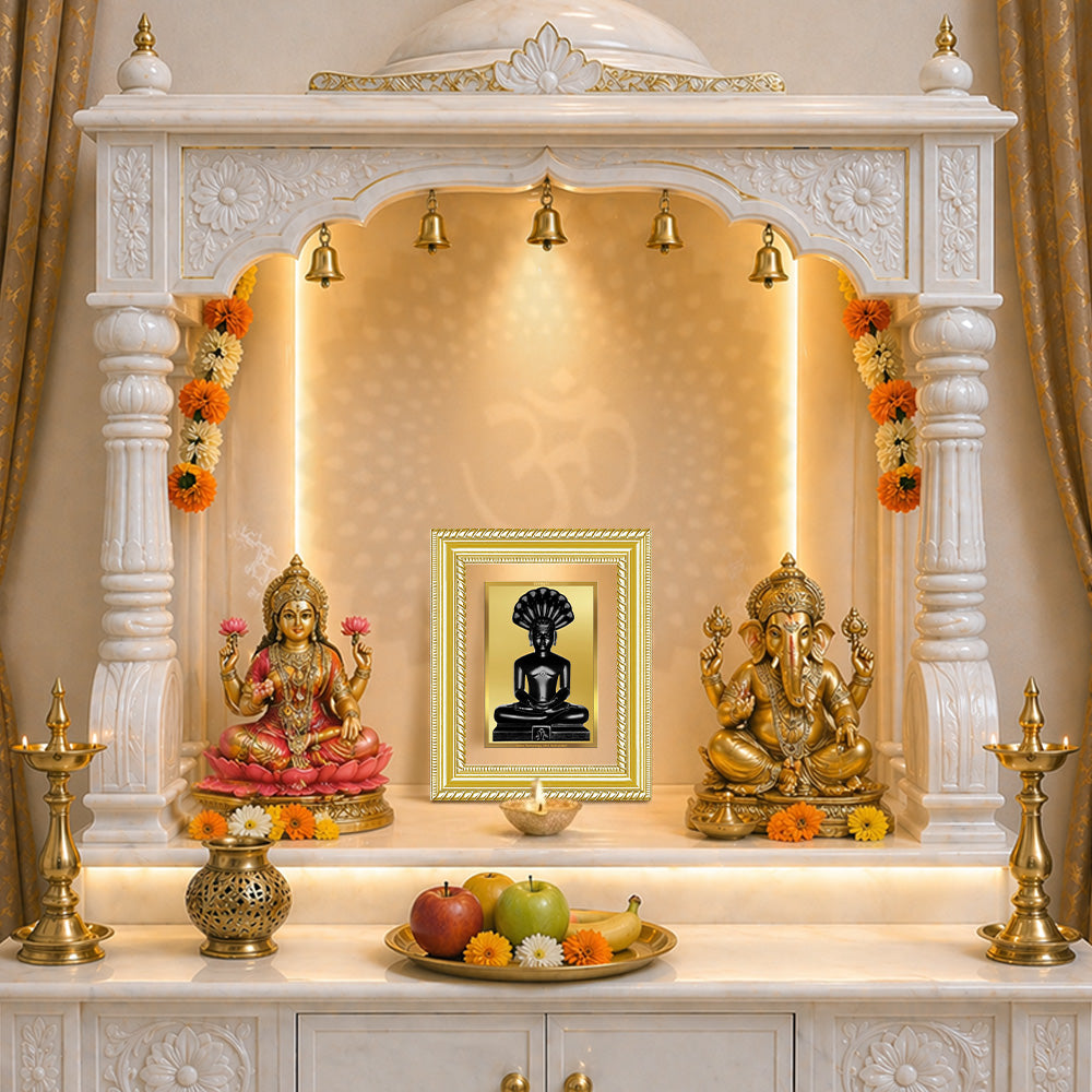 Diviniti 24K Gold Plated Parshvanath (Classic) Divine Wall and Table Top Frame for Home Mandir & Office Decor | Luxury Spiritual Gift
