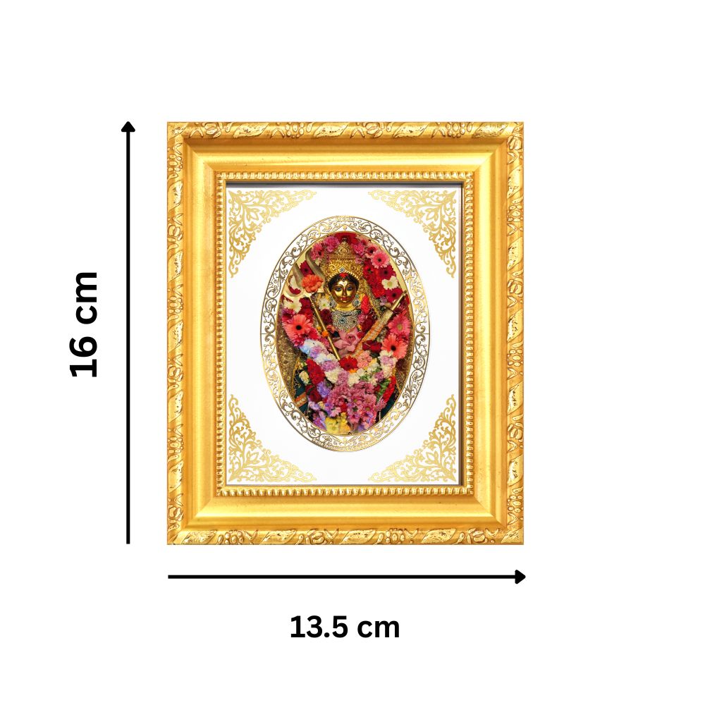 Maa Katyayani Divine Durga Form Sacred Courage & Marriage Blessings Royal Tabletop Frame in 24K Gold Plated Foil