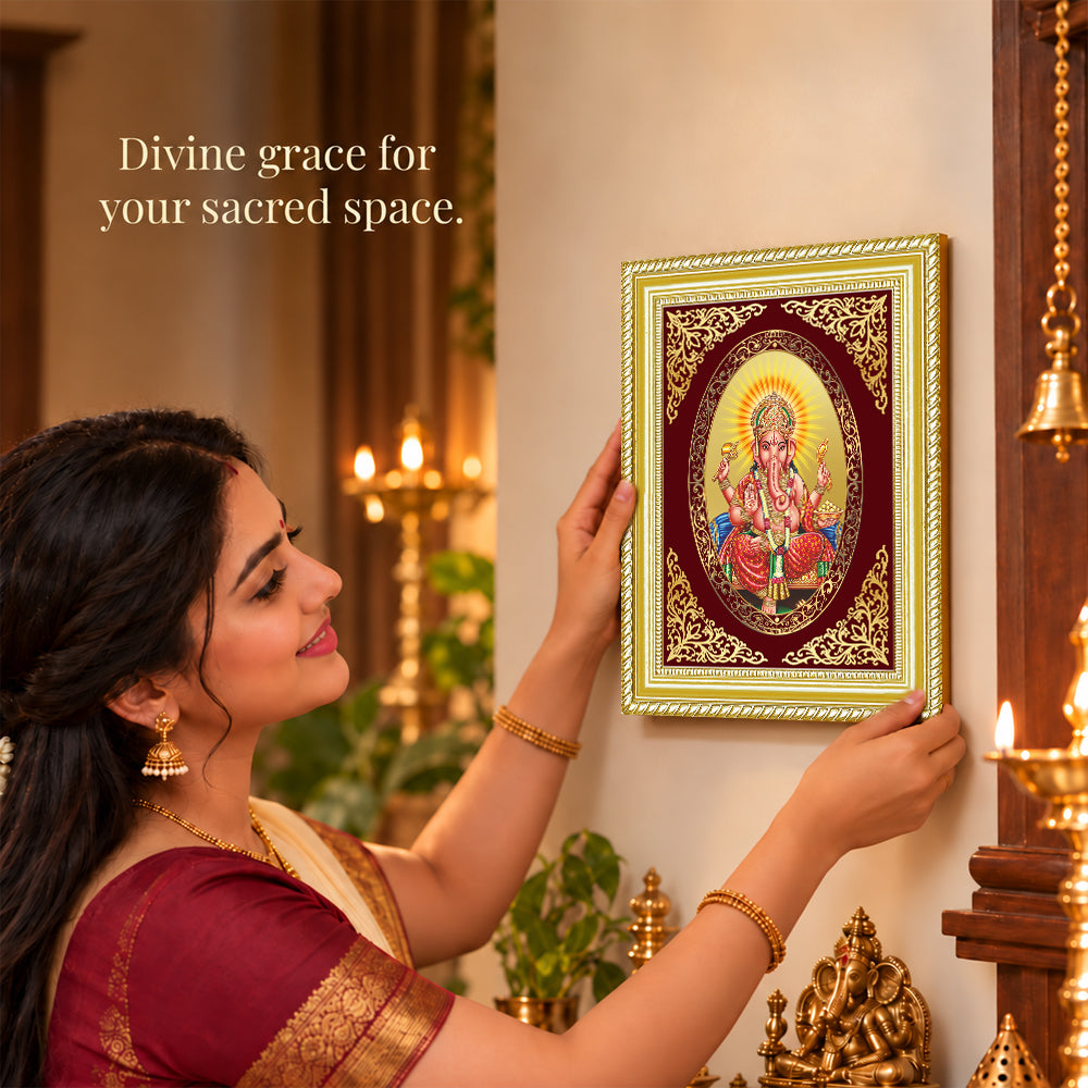 24K Gold-Plated Ganesha Frame | Premium Gift Box | 26x20 CM