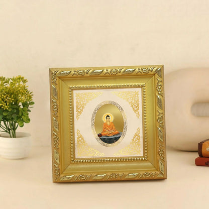 Lord Buddha | Divine Enlightened One Royal Tabletop Photo Frame in 24K Gold Plated Foil