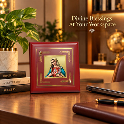 24K Gold-Plated Mother Mary MDF Frame | Premium Gift Box | 10x10 CM