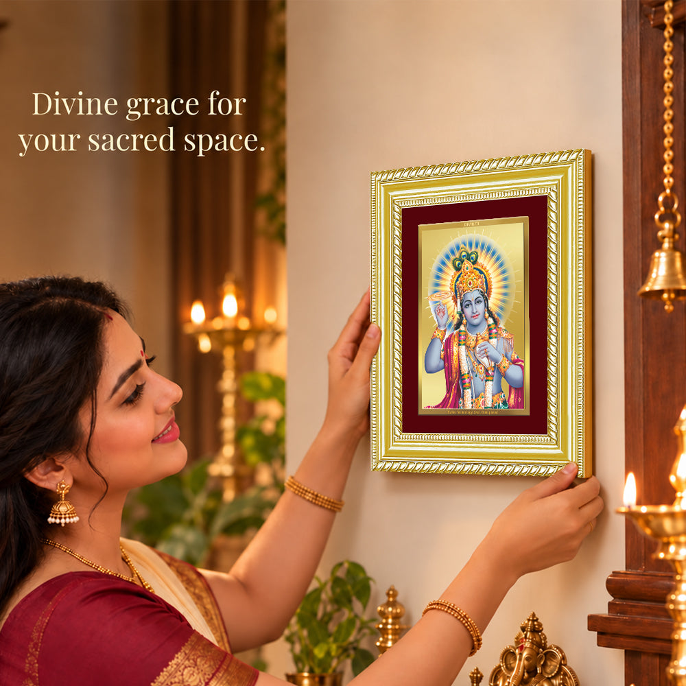 24K Gold-Plated Lord Vishnu Frame | Premium Gift Box | 21.5x17.5 CM