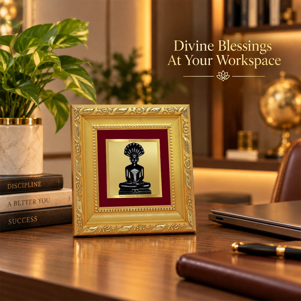 24K Gold-Plated Lord Parshwanath Ji Frame | Premium Gift Box | 10x10 CM