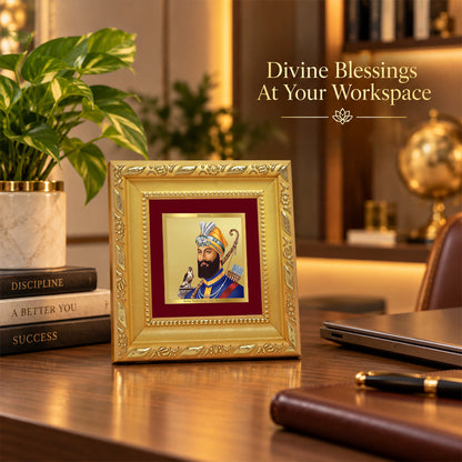 24K Gold-Plated Guru Gobind Singh Frame | Premium Gift Box | 10x10 CM