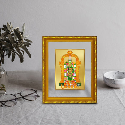 DIVINITI 24K Gold Plated Meenakshi Photo Frame Idol for Home Decor, Table Top, Wall Hanging, Workshop, Gift|DG103 Size 2 (22.6x18.4 CM)